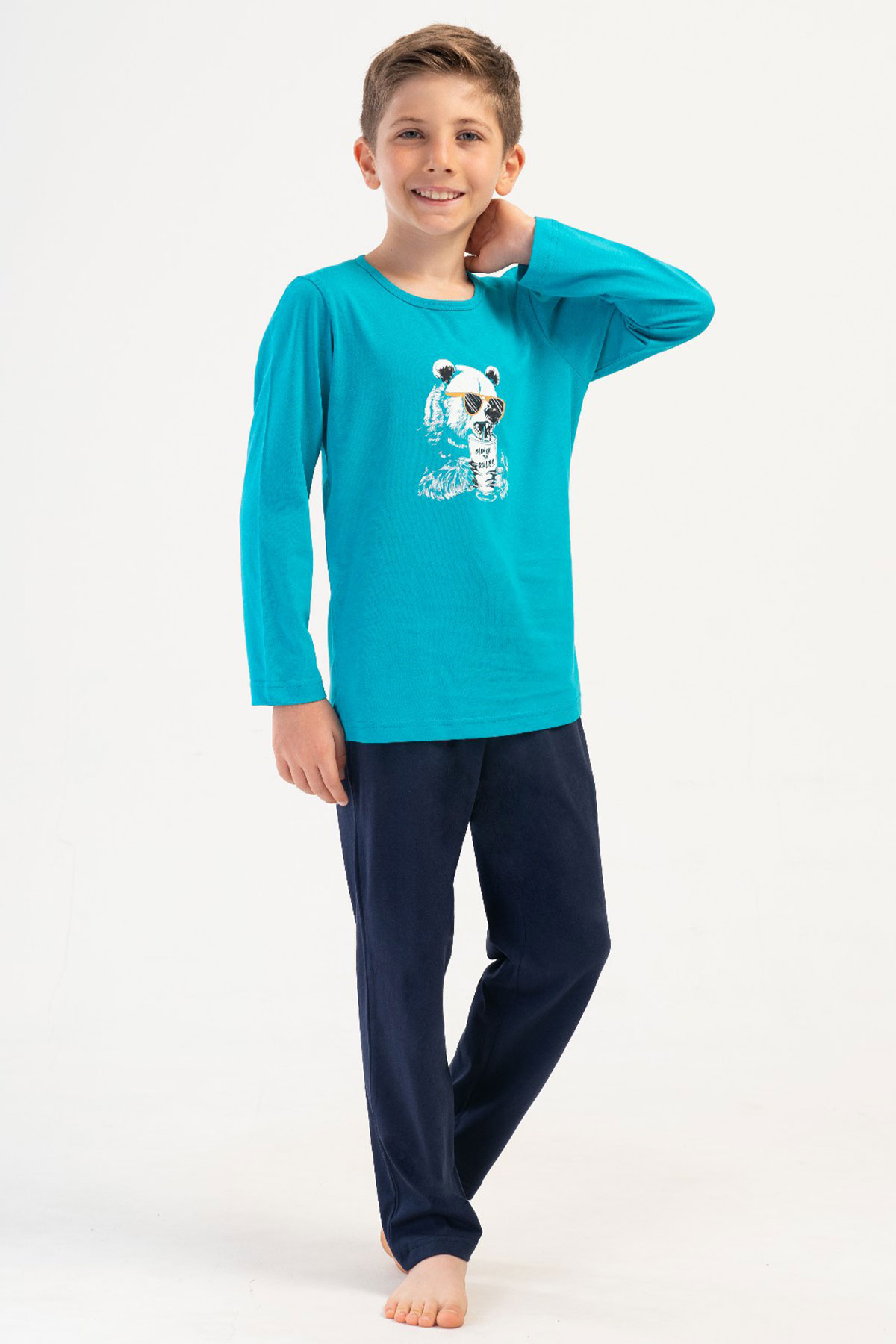 ERKEK COCUK P.SUPREM O YAKA UZUN KOL CEPLI PIJAMA TAKIM(9/10-15/16)