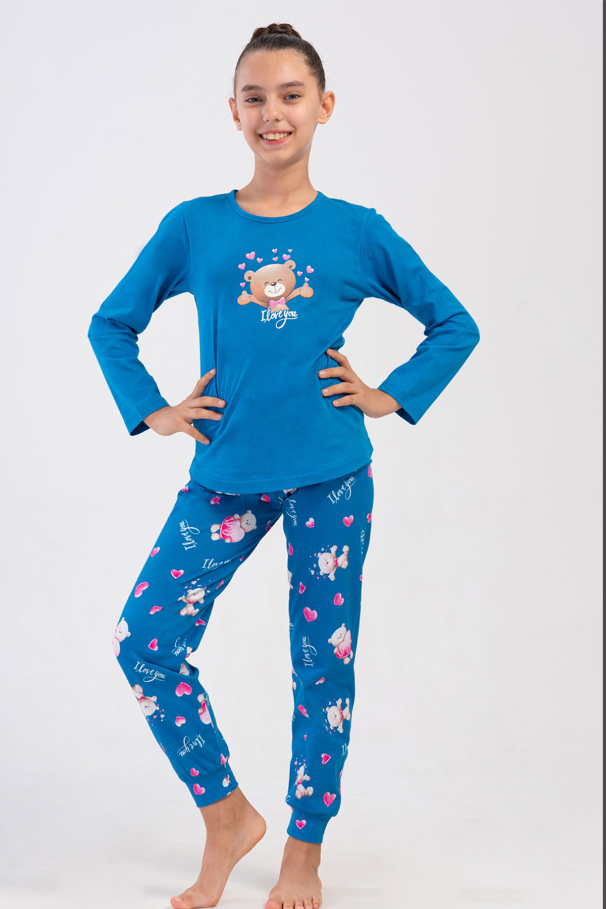 KIZ COCUK P.SUPREM O YAKA UZUN KOL ETEGI OVAL MANSETLI PIJAMA TAKIM(9-10/15-16)