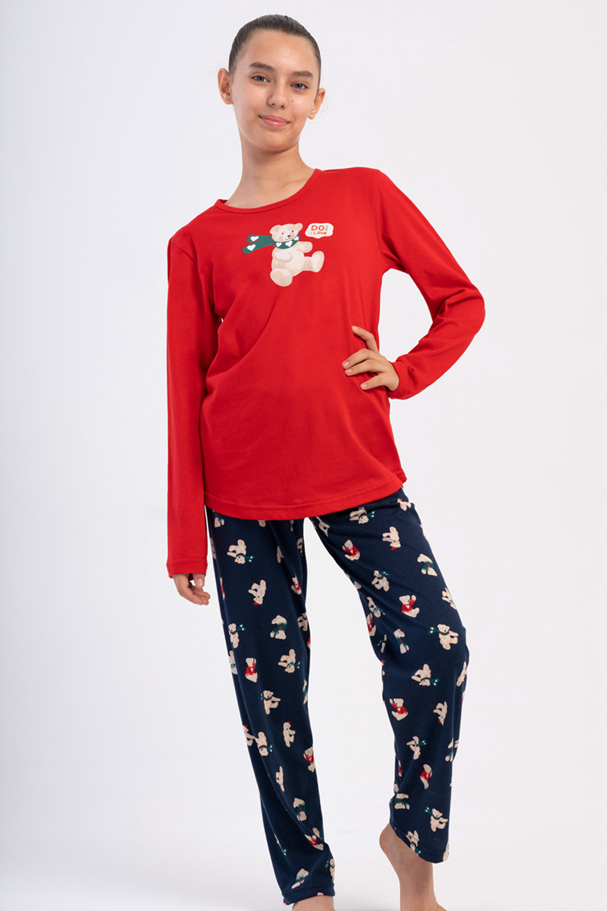 KIZ COCUK P.SUPREM O YAKA UZUN KOL ETEGI OVAL PIJAMA TAKIM(7-8/13-14)