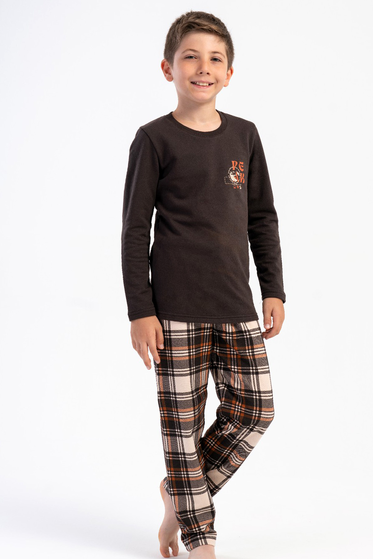 ERKEK COCUK 2IPLIK O YAKA UZUN KOL PIJAMA TAKIM(9-10/15-16)