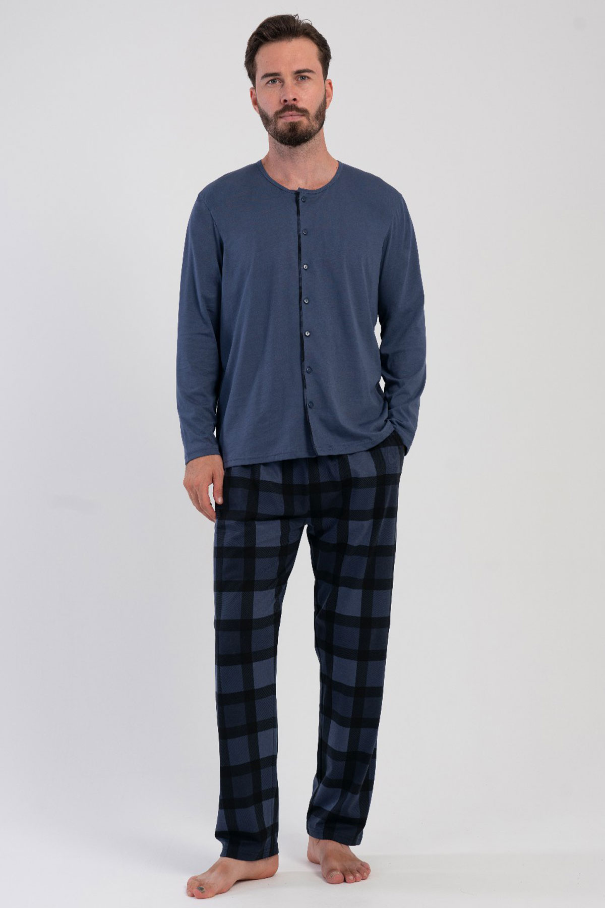 CEPLI ERKEK P.SUPREM TAMAMI DUGMELI UZUN KOL PIJAMA TAKIM