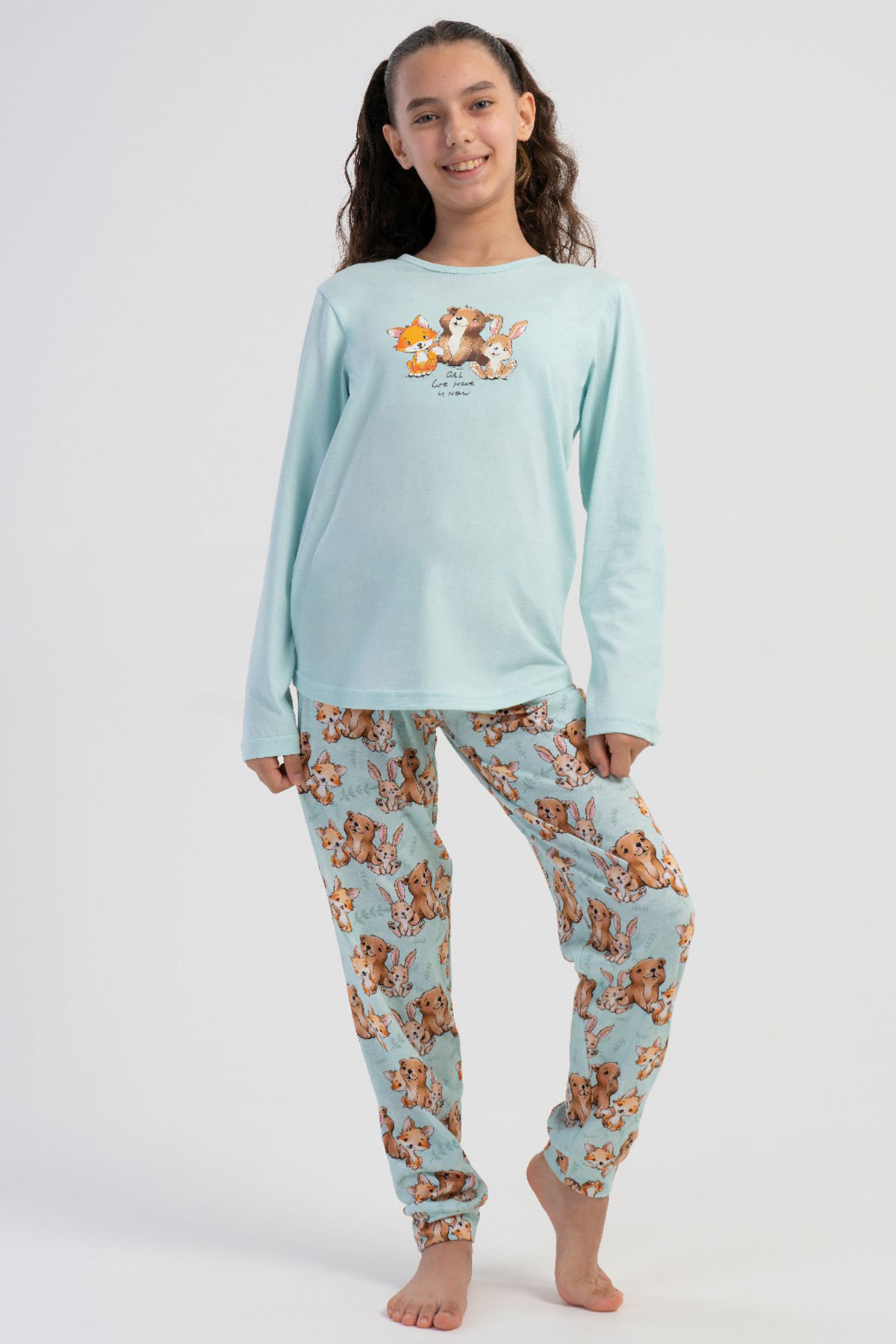 KIZ COCUK P.SUPREM O YAKA UZUN KOL ETEGI OVAL MANSETLI PIJAMA TAKIM(7-8/13-14)