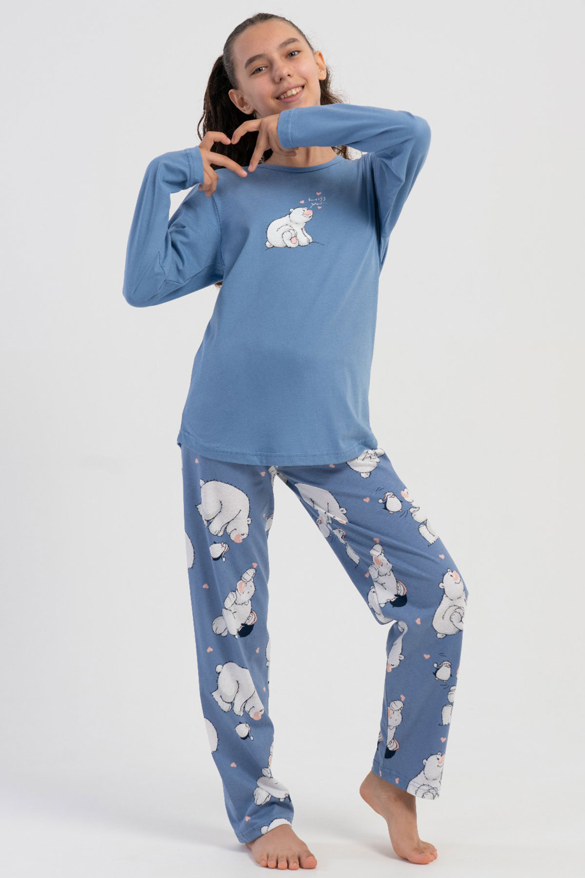 KIZ COCUK P.SUPREM O YAKA UZUN KOL ETEGI OVAL PIJAMA TAKIM(7/8-15/16)