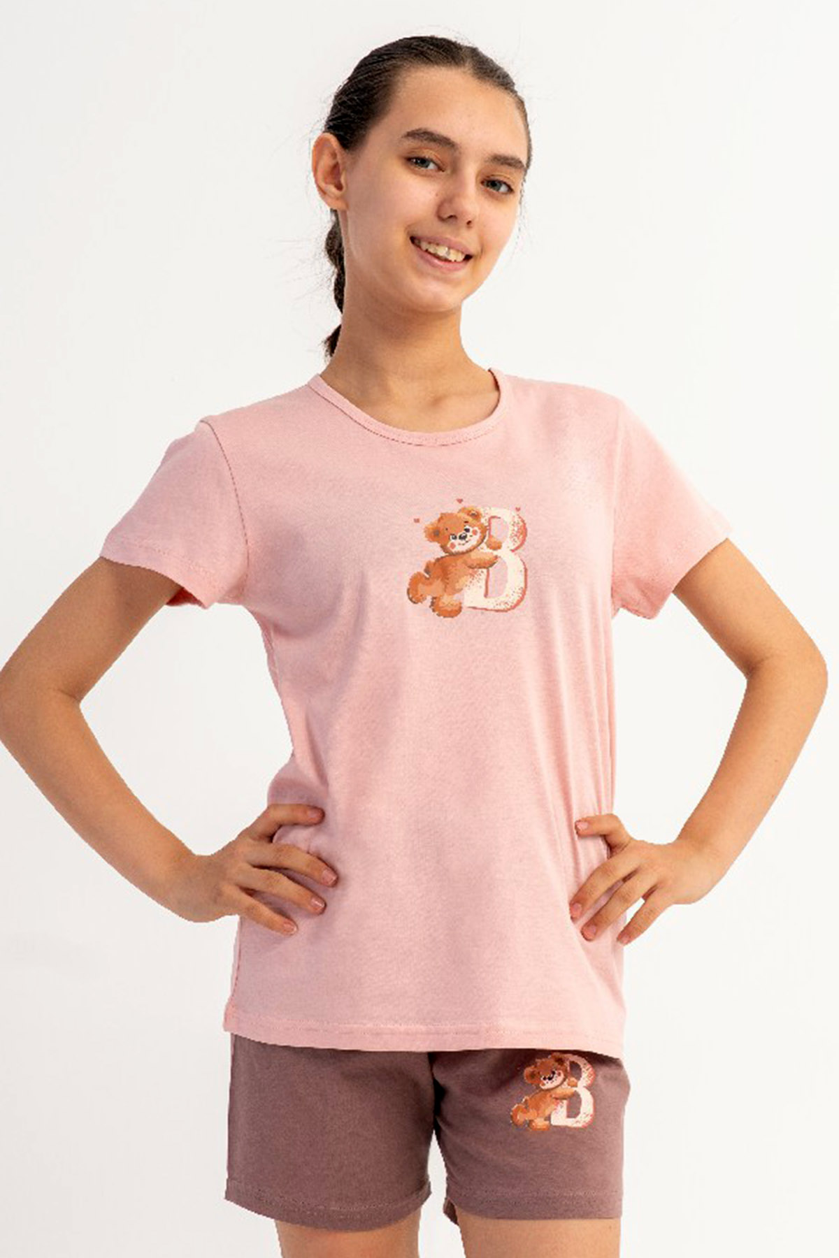 KIZ COCUK P.SUPREM O YAKA KISA KOL ETEGI OVAL SORT TAKIM(3/4-7/8)